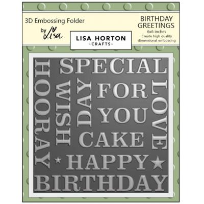 Lisa Horton Crafts 3D Embossing Folder - Birthday Greetings